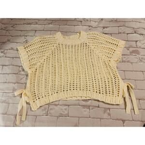 Women's Large Cream Chunky Open
Knit Tie Side Sweater